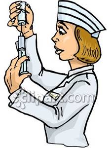 Nurse Drawing Medication Into A Syringe   Royalty Free Clipart