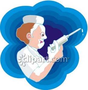 Nurse Squeezing A Syringe Bottle   Royalty Free Clipart Picture