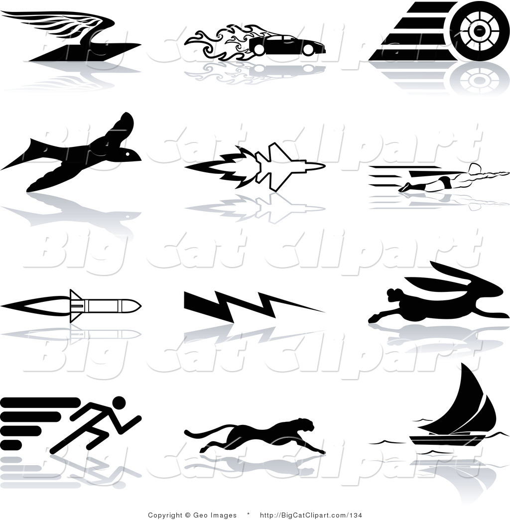 Of Black Silhouetted Speed Icons On White  A Flying Envelope Race Car