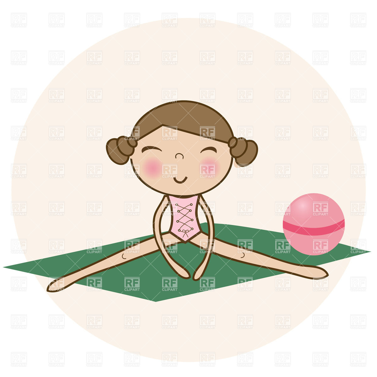 Pretty Little Girl Doing Gymnastics On Green Yoga Mat 23412 Download