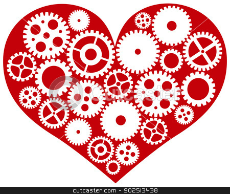Red Heart With Mechanical Gears Illustration Stock Vector Clipart
