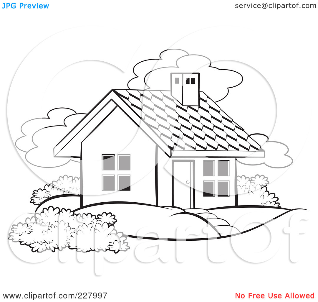 Rf  Clipart Illustration Of A Coloring Page Outline Of A Cute House