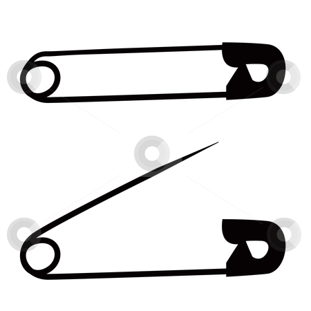 Safety Pin Stock Vector Clipart Black Silhouette Of A Open And Closed