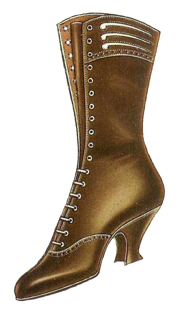 Shoe Clip Art  Vintage 1917 Women S Shoe Fashion Brown Lace Up Boot