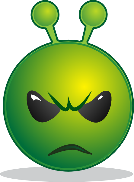 Smiley Green Alien Unhappy Clip Art At Clker Com   Vector Clip Art    