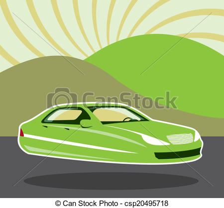 Vector Clip Art Of Future Car   Future Flying Car Vector Illustration