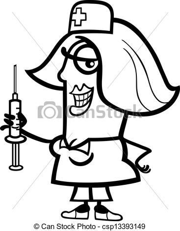 Vector   Nurse With Syringe Cartoon Illustration   Stock Illustration