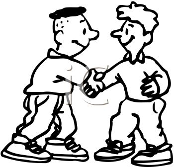 Young Men Shaking Hands In Greeting   Royalty Free Clipart Picture