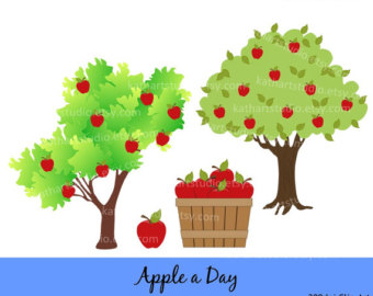 Buy 2 Get 1 Free   Instant Download   Apple Basket Apple Tree Clip Art    