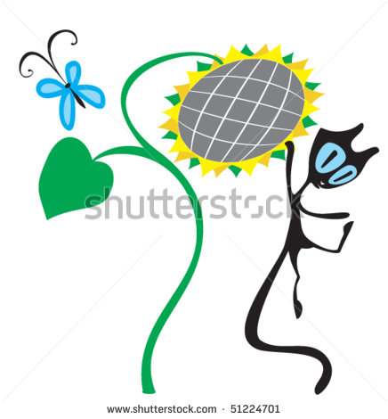 Cat Hanging On Sunflower Stock Vector Illustration 51224701