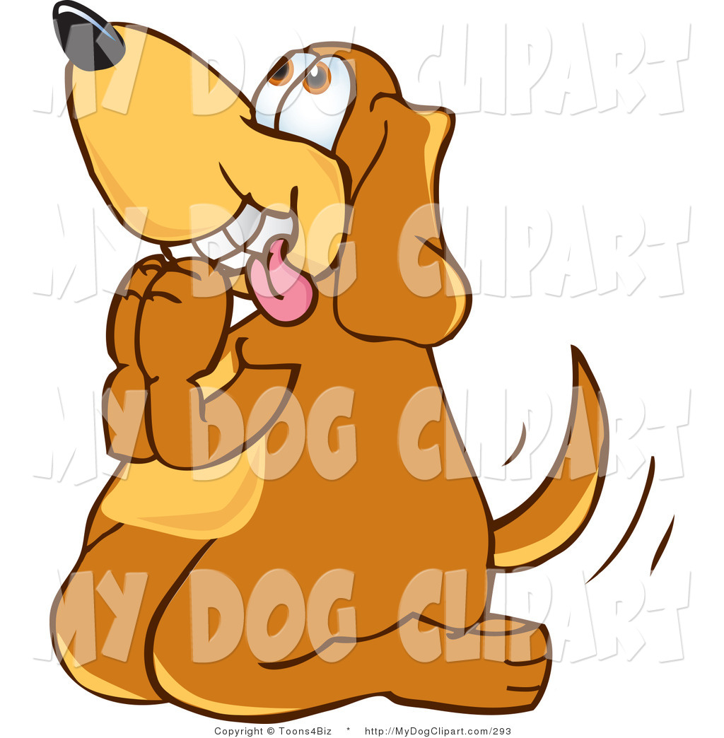 Clip Art Of A Hungry Brown Dog Mascot Cartoon Character Begging For A