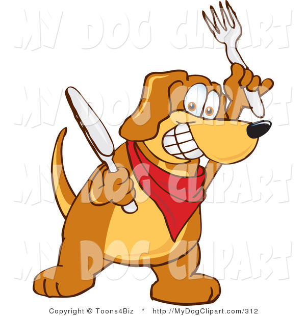 Clip Art Of A Starving Brown Dog Mascot Cartoon Character Holding A