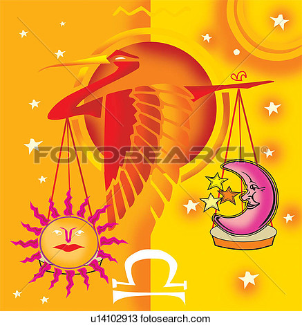 Clipart   Libra Astrological Sign With Scale And Bird   Fotosearch