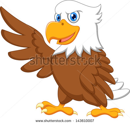 Cute Eagle Cartoon Waving   Stock Vector