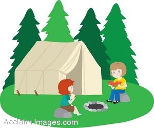 Description  Clip Art Of A Couple Of Girls Camping  Clipart    