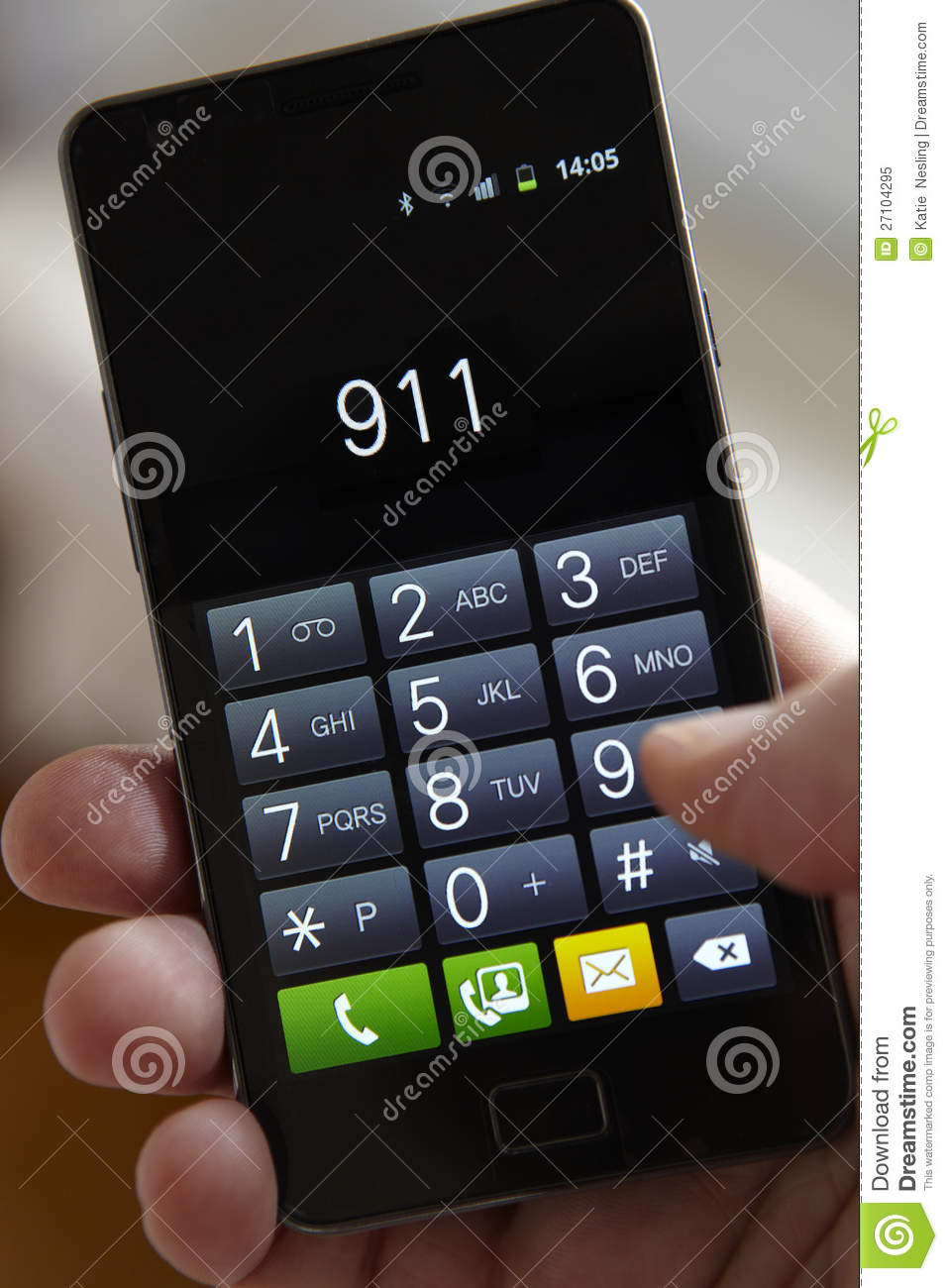Hand Dialling 911 On Mobile Phone Royalty Free Stock Photo   Image    