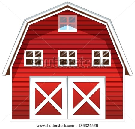 Illustration Of A Red Barn House On A White Background   Stock Vector