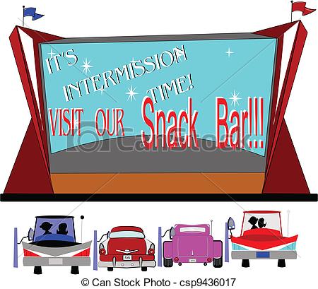 Intermission Time At The Drive In Theater Csp9436017   Search Clipart