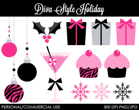 Jewelry Diva Clip Art Diva Style Holiday Clipart   Digital Clip Art