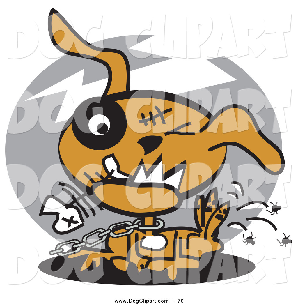Larger Preview  Clip Art Of A Hungry Zombie Dog Chewing On A Fishbone