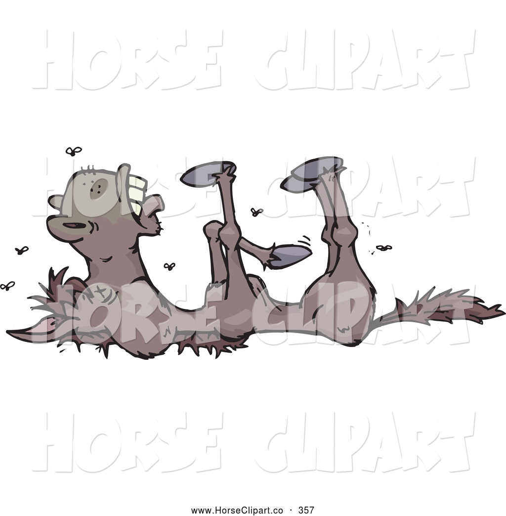 Larger Preview  Clip Art Of A Stinky Dead Horse With Flies Buzzing    