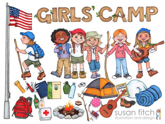 Lds Girls  Camp Digital Clip Art Pack Including Campers Their Gear A    