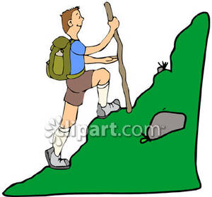 Man Hiking Uphill   Royalty Free Clipart Picture