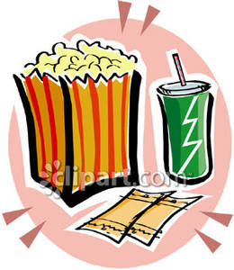 Movie Theater Snacks And Tickets   Royalty Free Clipart Picture