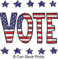 Patriotic Vote Sketch   Doodle Style Vote In The Election   