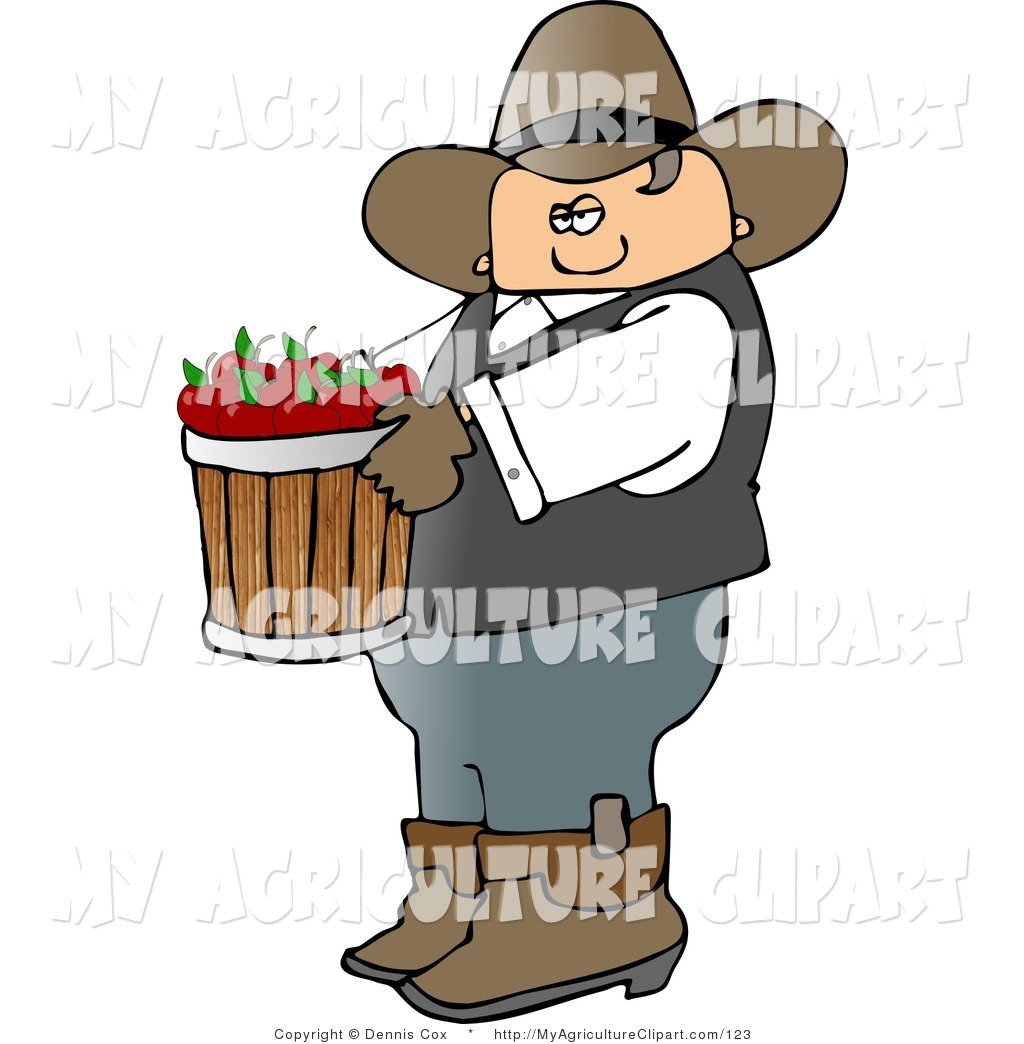 Preview  Agriculture Clipart Of A Cowboy Farmer Carrying A Bushel    