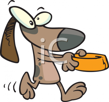 Royalty Free Clipart Image  Hungry Dog With Empty Dog Food Dish