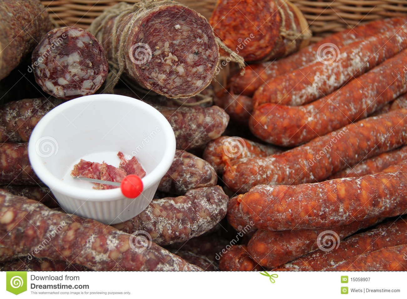 Selection Of Salami And Dried Meat Royalty Free Stock Photography    
