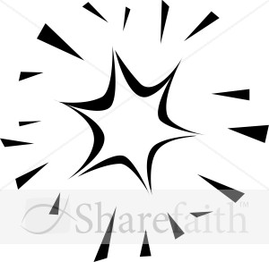 Shining Star Of Bethlehem In Black And White   Inspirational Clipart