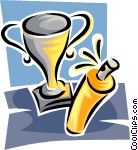 Trophy And Spray Cleaner Vector Clip Art