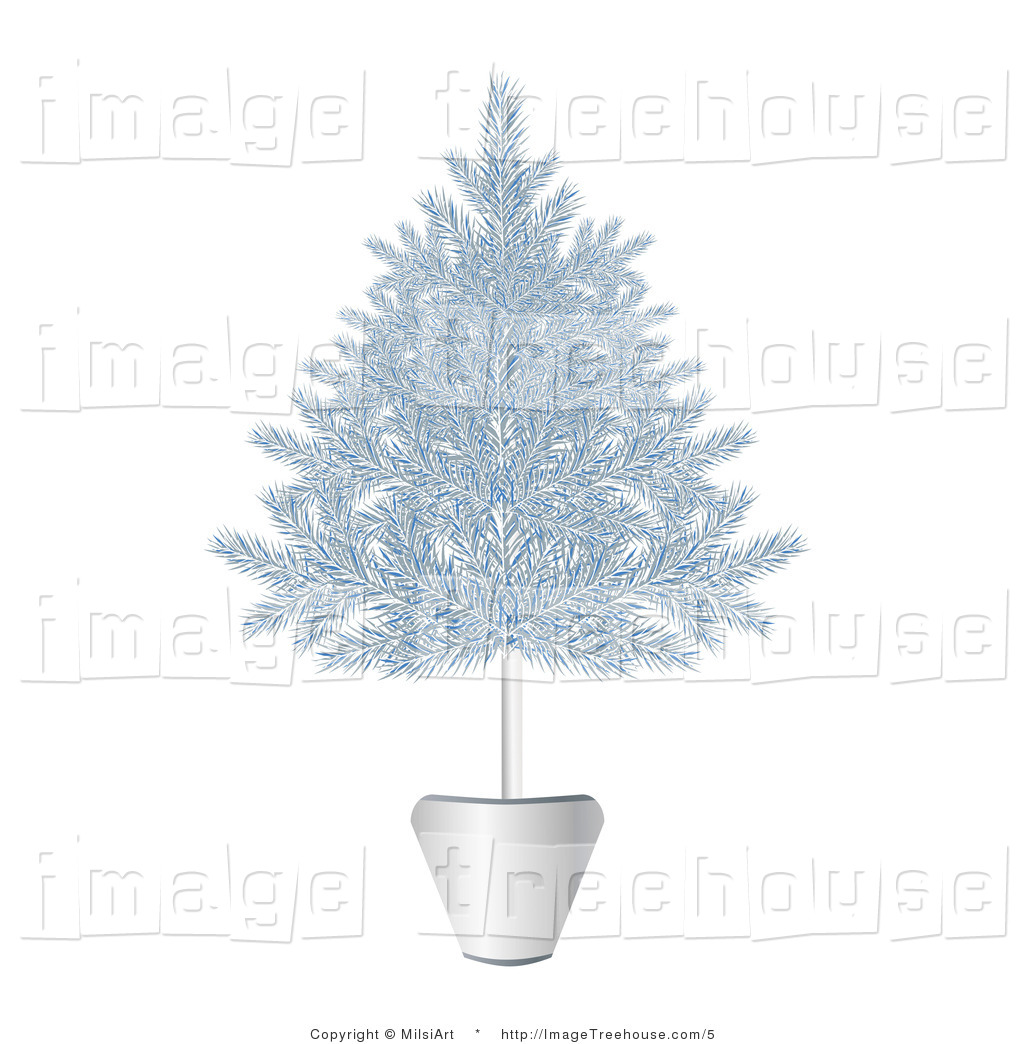 Vector Clipart Of A Silver Christmas Tree In A Pot   Royalty Free By    