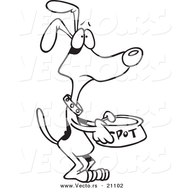Vector Of A Cartoon Hungry Dog Pleading For Food   Coloring Page