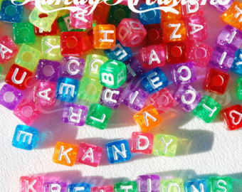 Alphabet Letter Pony Beads For Kandi Name Bracelet Dummy Clip Square