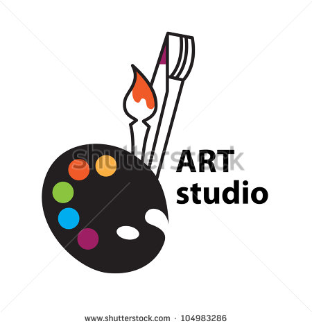 Art Studio Sign   Vector Brush And Palette Icon   104983286