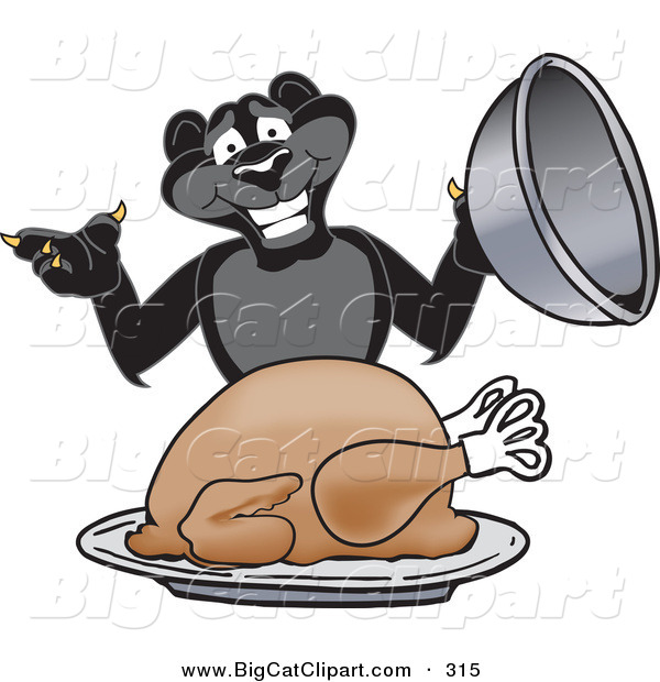 Big Cat Cartoon Vector Clipart Of A Hungry Black Jaguar Mascot