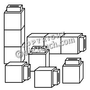 Clip Art  Classroom Manipulatives  Connecting Cubes B W   Preview 1