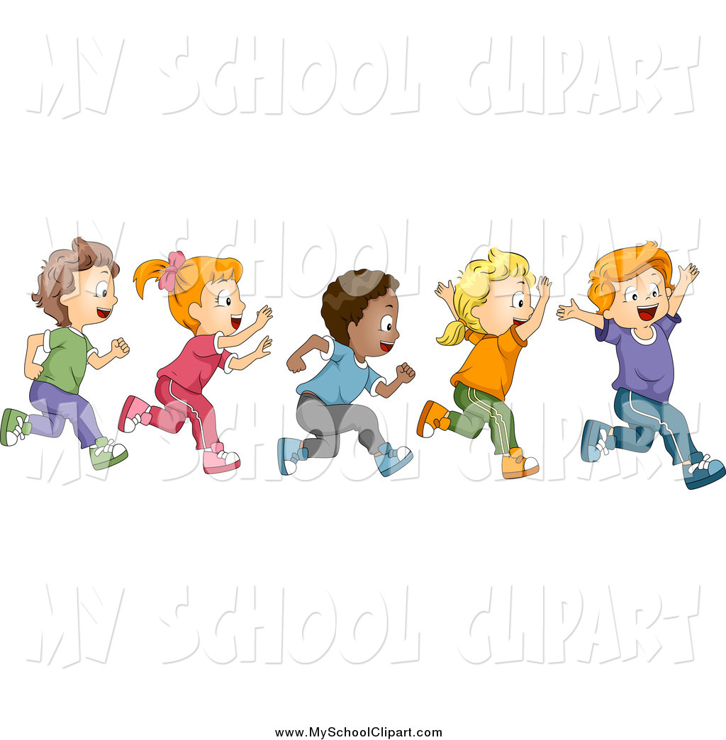 Clip Art Of Diverse School Children Running By Bnp Design Studio    
