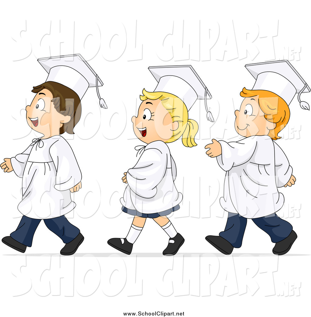 Clip Art Of Three Graduate Children Walking By Bnp Design Studio