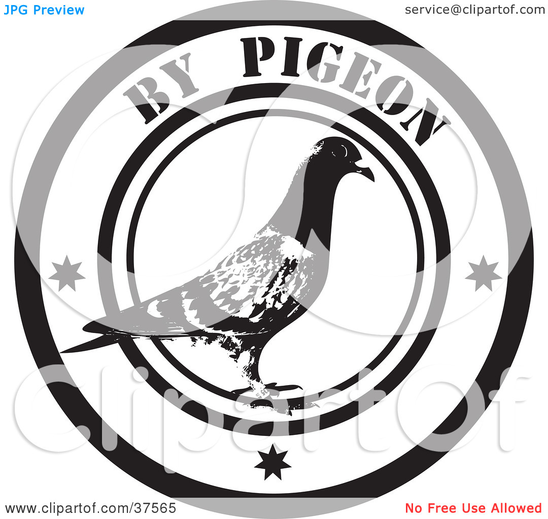 Clipart Illustration Of A Black And White By Pigeon Delivery Seal By