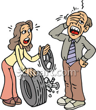 Clipart Picture Of A Girl Showing Her Dad What She Did To The Car