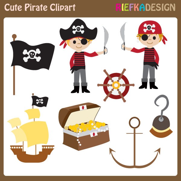 Cute Pirate Clipart Set Boy Pirate Clipart Set By Riefka On Etsy