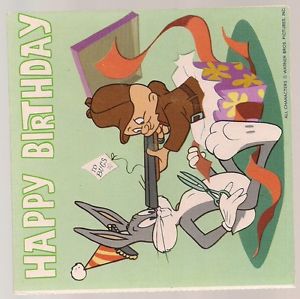 Elmer Fudd Bugs Bunny Happy Birthday Card Record   Ebay