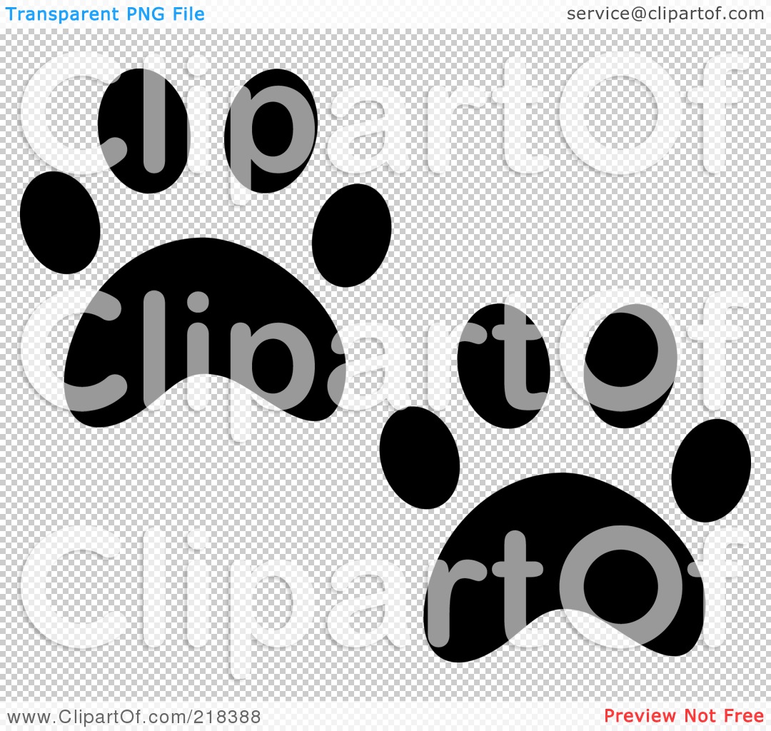 Free  Rf  Clipart Illustration Of A Pair Of Black And White Cat Tracks