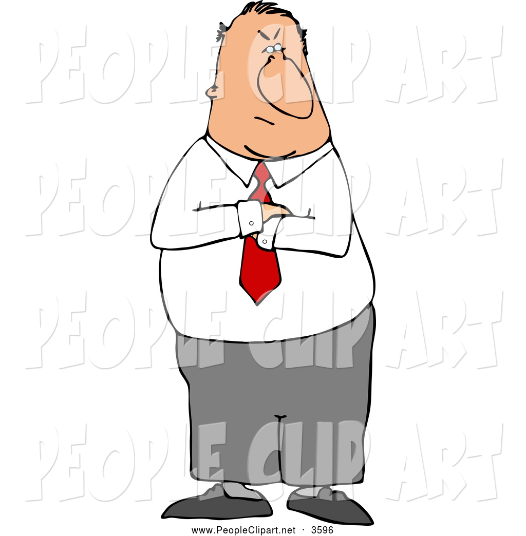 Frowning Mad Businessman Standing With His Arms Crossed With An Angry