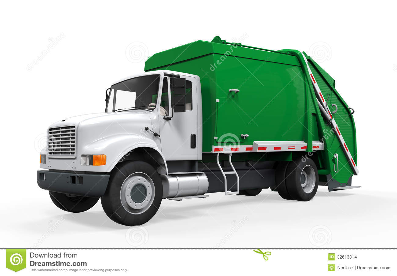 Garbage Truck On White Background  3d Render