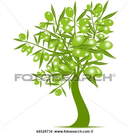 Green Olive Tree View Large Clip Art Graphic